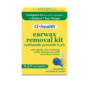 lot 6064 image: A Health Earwax Removal Kit, Carbamide Peroxide 6.5%, Made in USA, Drops and Ear Bulb Syringe, 0.5 Ounces