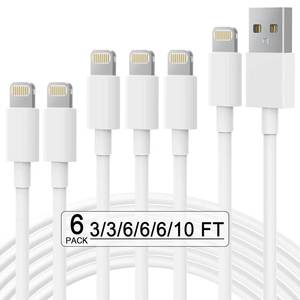 lot 6068 image: Apple MFi Certified 6Pack(3366610 FT) iPhone Charger Fast Charging Lightning Cable iPhone Charger Cord Compatible for iPhone 1413 1211 Pro MAXXRXS87Plus6SSEiPad More