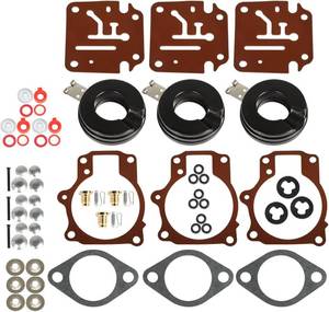 lot 6077 image: labwork Carburetor Repair Kit with Float Replacement for Johnson Evinrude 65 70 75hp Pack of 3