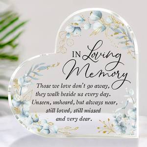 lot 6099 image: Bereavement Gift - In Memory of Loved One - Sympathy Memorial Remembrance for Loss - Acrylic Heart Plaque Decor for Home, Office, Desk, Table, Shelf - Christmas