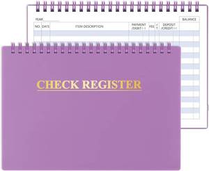 lot 6116 image: Checkbook Register, Check Registers for Personal Checkbook, Financial Ledger, Checking Book Register for Debit Card & Personal Bank Checks Order Online - Wide Edition, 8.4 x 6.1 (Purple) 2pk