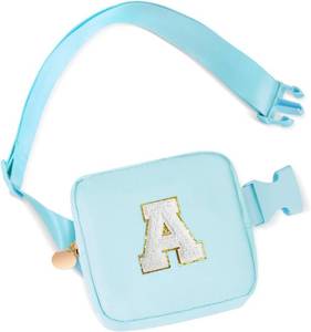 lot 6124 image: Mini Belt Bag Fanny Pack Small Crossbody Bags with Initials Cute Stuff Birthday Gifts for Teenager Girls Trendy Stuff for Teens - A,Blue Bag