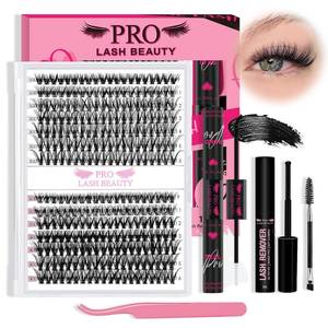 lot 6129 image: Lash Clusters Kit 280Pcs Lash Clusters Eyelash Extension Kit with Lash Bond and Seal Lash Remover Lash Applicator Individual Lashes Kit Eyelash Brush Easy to Apply at Home(30D40D-9-16mix Kit)
