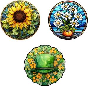 lot 6133 image: 5.9 inch Acrylic Suncatcher, Window Hanging Nature Round Sun Catcher,for Home Decor Forest StainedWindow Decor Wall Art for Home Office Decoration