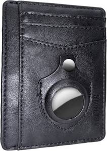 lot 6140 image: Slim Wallet AirTag Holder Minimalist Front Pocket RFID Blocking Men and Women Leather Wallets