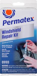 lot 6155 image: Permatex 09103 Automotive Windshield Repair Kit For Chipped And Cracked Windshields. Permanent Air-Tight Repairs, With Repair Syringe & Plunger, 9-piece Kit