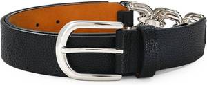 lot 6157 image: Black Belt for Women Silver Buckle with Metal Ring Link Decoration Perfect for Jeans and Casual Outfits