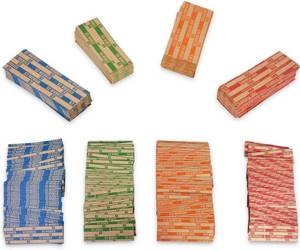 lot 6165 image: Essential 400 pcs Assorted Packed Flat Stripped Coin Wrappers Coin Rolls Warpper for Quaters, Dimes, Nickels,Pennies (Each of 100)