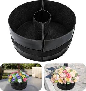 lot 6208 image: 1Pcs Felt Fabric Umbrella Planter for Patio Table Foldable Umbrella Flower Pot 11.8  Half Circle Pots Fits Poles Up to 2 Diameter Semi Circle Planter Box Container for Garden Artificial Plants Outdoor