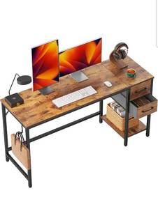 lot 39224 image: CubiCubi Computer Desk with 2 Drawers, 47 Inch Small Home Office Desk with Storage Study Writing Table, Rustic Brown - Retail $0