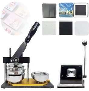 lot 39229 image: 50  50mm Fridge Magnet Button Badge Making, Professional Metal Badge Maker, with Paper Cutter for DIY Badge Making - Retail $379