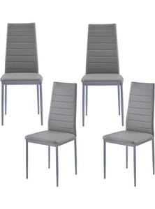 lot 39239 image: Dining Chairs Set of 4, Modern Kitchen & Dining Room Chairs Faux Leather Upholstered Dinner Chairs with Metal Legs for Small Space - Retail $119