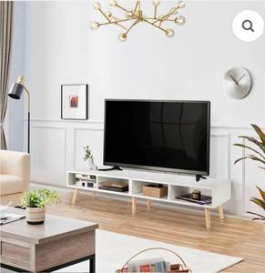 lot 39240 image: White Janci TV Stand for up to 65�� TV - Retail $80