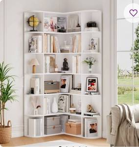 lot 39245 image: Ironck Corner Bookcase with 6 Tiers - Retail $199