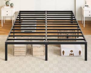 lot 39251 image: Allewie Queen Bed Frame, 14 inch Metal Platform Beds with Storage Space, No Box Spring Needed and Easy Assembly, Black - Retail $66
