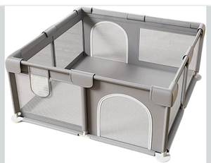 lot 39262 image: Large Baby Playpen with Mat for Babies & Toddlers, IndoorOutdoor Safety Play Yard with Breathable Mesh, Anti-Fall Stable Design, Easy to Assemble, Grey - Retail $0