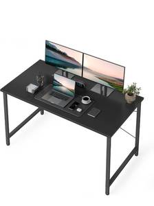 lot 39263 image: CubiCubi Computer Desk 32 Study Writing Table for Home Office, Modern Simple Style PC Desk, Black Metal Frame, Modern Black - Retail $0