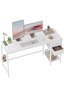 lot 39264 image: CubiCubi Computer Desk with 2 Drawers, 40 Inch Small Home Office Desk with Storage Study Writing Table, Pure White - Retail $0