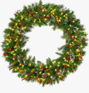lot 39286 image: 48 Large Pre-Lit Christmas Wreath with 200 Warm White LED Lights - Retail $149