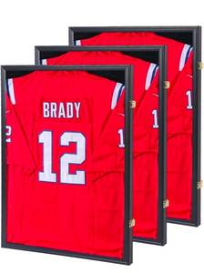 lot 39288 image: Jersey Frame Display Case 3 Pack - Jersey Display Case Jersey Shadow Box with Uv Protection Acrylic and Hanger for Baseball Basketball Football Soccer Hockey Sport Shirt and Uniform,Black Finish - Retail $96