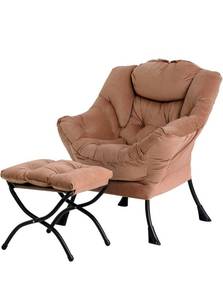 lot 39293 image: Large Lazy Chair with Ottoman, Accent Reading Chair with a Footrest, Cozy Lounge Armchair, Leisure Sofa Armchair for Living Room, Bedroom, Dorm Room, Office - Retail $139