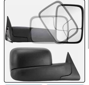 lot 39305 image: NEW 94-02 Dodge Ram 1500, 2500, & 3500 Extendable Manual Adjustable Tow Mirror Set  1994-2002 Dodge Ram - Retail $0