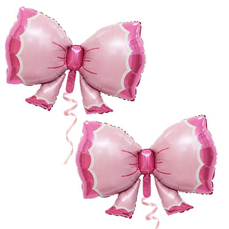 lot 1253 image: PANRRPERS 2 Pieces Bow Balloon Pink Bowtie Foil Balloon for Birthday Party Baby Shower Bridal Gender Reveal Jumbo Kids Theme Decoration Retail $9.99