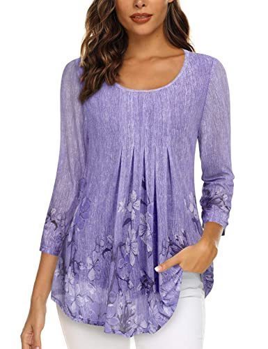 lot 1302 image: Tunic Tops,Ladies 34 Sleeve Blouses Office Wear Floral Dressy Tunics Flowy Blouse Retail $26.28