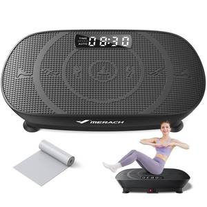 lot 1058 image: MERACH Vibration Plate Exercise Machine, Whole Body Workout Equipment for Women, Bluetooth and Silicone Pedal, Vibration Plate with Auto Mode, Vibrate Fitness Platform for Home (Black) - Retail $120