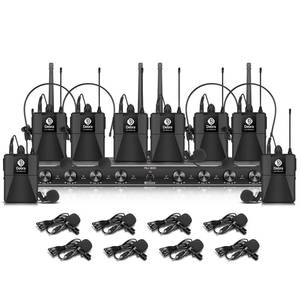 D Debra Audio AU800 Pro UHF 8 Channel Wireless Microphone System with Cordless Handheld Lavalier Headset Mics, Metal Receiver, Ideal for Karaoke Church Party (8 Bodypack) - Retail: $319