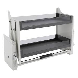 lot 1005 image: 30 Pull-Down Heavy-Duty Shelf Organizer, 2 Tier Kitchen Cabinet Pull Down Shelf Large Storage Space, Spice Rack Organizer for Kitchen Cabinets Dual Tier Wall Mounted Pantry Storage - Retail $210
