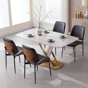 lot 1012 image: BV Dining Chairs Set of 2,  PU Leather Armless Kitchen Chair in Modern Walnut Style, Mid Century Bentwood Side Chair with Metal Legs, Retro Accent Guest Chair for Kitchen Dining Room(Black) - Retail $189