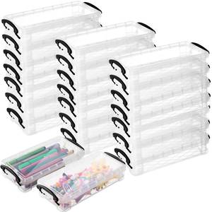 lot 1022 image: Gueevin 24 Pcs Large Capacity Plastic Pencil Box Clear Plastic Pencil Case Crayon Box with Snap Tight Lid Watercolor Pen Storage Brush Organizer Drawing Tools Container (Black) - Retail $42