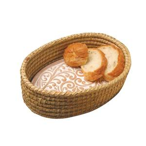 lot 1027 image: Bread Warmer Basket with Stone - Bread Baskets for Serving Tortilla, Sourdough Maker, House Warming Gifts New Home, Terracotta, Bakers Gift for Kitchen, Women, Men, Birthday, Hostess Farmhouse - Retail $50
