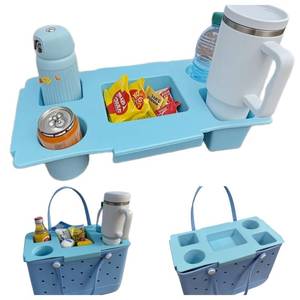 lot 1035 image: Top Cup Phone Holder Tray Storage Lid for Stanley Compatible with Bogg Bag XL Cover, Cup Organizer Holder Waterproof Silicone Multifunctional Storage Box for Outdoor Beath Camping Travel (Blue, XL) - Retail $28