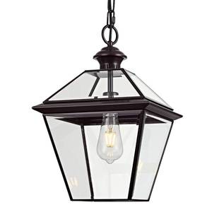 lot 1037 image: Milaii Copper Outdoor Pendant Light Fixtures, 16.5 H Large Lantern Outdoor Chandelier Oil Rubbed Bronze Waterproof Hanging Porch Light with Clear Glass Anti-Rust Patio Lights for Entryway Foyer - Retail $137