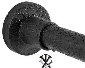 lot 1038 image: BRIOFOX Shower Curtain Rod 43-73 Inches Matte Black, Rustproof and Non-Fall Down Spring Tension Rod for Window or Bathroom, Stainless Steel - Retail $30