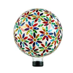 lot 1039 image: VOREEN Mosaic Glass Gazing Ball, Handmade Reflective Garden Globe for Outdoor Patio Lawn Yard Decor, 10 Multi-Colored Flower Pattern, Festive Decoration for Holiday Atmosphere - Retail $47