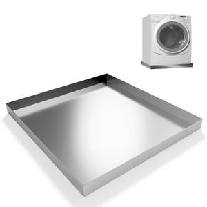 lot 1044 image: jkxoo Washing Machine Pan-32 x 30 x 2.5 Heavy Duty 304 Stainless Steel Washing Machine Tray, Washer Pan, Washing Drain Pan, Protecting The Floor, Wood Deck, No Hole - Retail $106