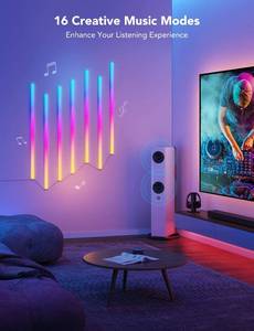 lot 1014 image: Govee Glide RGBIC Wall Lights, Music Wall Lights Works with Alexa and Google Assistant, Smart LED Light Bars for Bedroom, Living Room, Gaming Room, Party, Music Sync, 7 Panels Set (2 SectionsPanel) - Retail $150