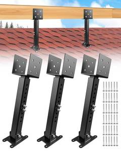 lot 1021 image: 3 Pack Roof Riser Brackets Kit, Adjustable Saddle for 4x4 and 4x6 Wood Post, Heavy Duty Stainless Steel Pergola Beam Mount Hardware for Gazebo Patio Cover - Retail $98