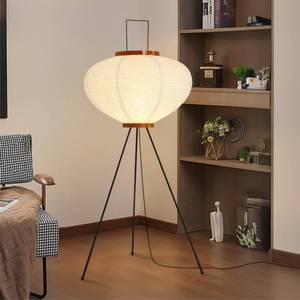lot 1047 image: CMHSYTKE Paper Floor Lamp, Noguchi Rice Paper Lamp for Wabi Sabi Decor, Akari Paper Floor Lamp for BedroomLiving Room - Retail $95