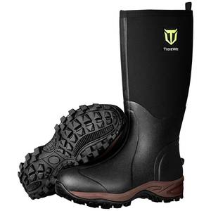 lot 1066 image: TIDEWE Rubber Neoprene Boots Men And Women, Waterproof Sturdy 6mm Neoprene Boot, Rain Boot Hunting Boot Arctic Outdoor Boot Men Size 9 Black - Retail $80
