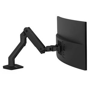 lot 1068 image: Ergotron �� HX Premium Heavy Duty Monitor Arm, Single Monitor VESA Desk Mount �� for Flat or Slight Curved Ultrawide Monitors Up to 49 inches, 20 to 42 lbs �� Standard Pivot, Matte Black - Retail $328