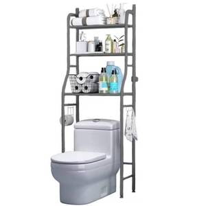 lot 1073 image: 3-Shelf Bathroom Organizer Over The Toilet, Bathroom Spacesaver (Black) - Retail $41