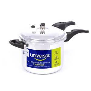 lot 1078 image: Universal (6.3 Quart  6 Liter) Anti-Rust Ultra Pressure Cooker, Aluminum Pressure Cooker for 7 Servings, Even Heat Distribution, Diameter 9.4 inches, Height 9.6 inches - Retail $65
