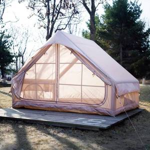 lot 1087 image: Inflatable Tents for Camping with Pump, Air Glamping Tents, Easy Setup 10  6.9ft Waterproof Blow up Tent, 2-4 People Oxford Cabin Tent with Mesh Window. - Retail $250