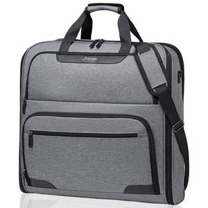 lot 1098 image: Garment Bags for Travel, Double Layered Carry on Garment Bag with Shoulder Strap, Foldable Suit Travel Bags for Men, Wrinkle Free Garment Travel Bag for Hanging Clothes, Dark Grey - Retail $28