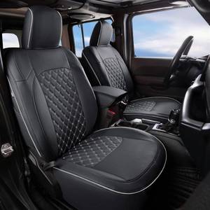 lot 1105 image: GIANT PANDA Jeep Wrangler 4 Door JL 2018-2026 Full Set Car Seat Covers for Sahara Sport Rubicon Willys Without Rear Cup Holder, Customized Faux Leather - (BlackGray) - Retail $219