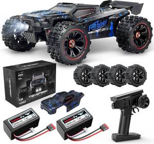 lot 1106 image: 114 Scale RC Cars for Adults, 60KPH High Speed RC Truggy, 4X4 Off-Road Remote Control Truck, Waterproof Electric Car with 2S Battery, All Terrain RC Vehicle for Snow, Sand, Beach & Rocky Surfaces - Retail $110